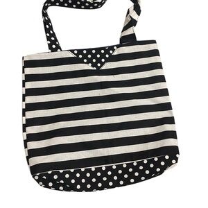 Hand Crafted Black and White Striped Tote